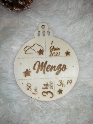 Boule en bois naissance/déco Noël