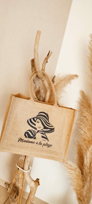 Sac en Jute naturel ''Madame à la plage  ''