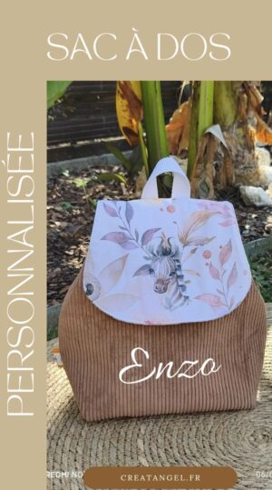 Sac à dos velour côtelé personnalisable